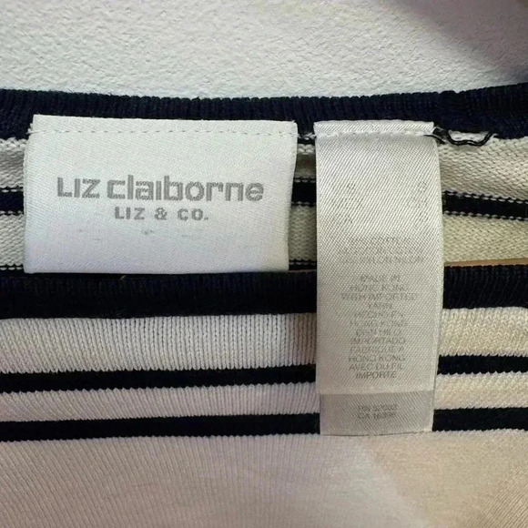 Liz Claiborne pullover crewneck lightweight sweater white and black size small - Picture 3 of 10